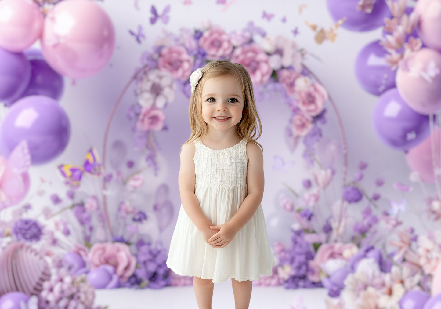 Floral Butterfly Haven Backdrop