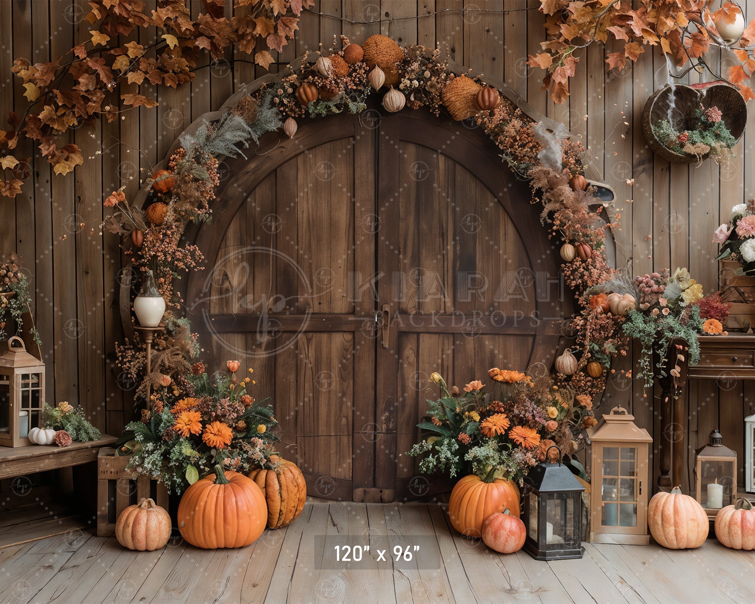 Rustic Fall Pumpkin Archway Backdrop