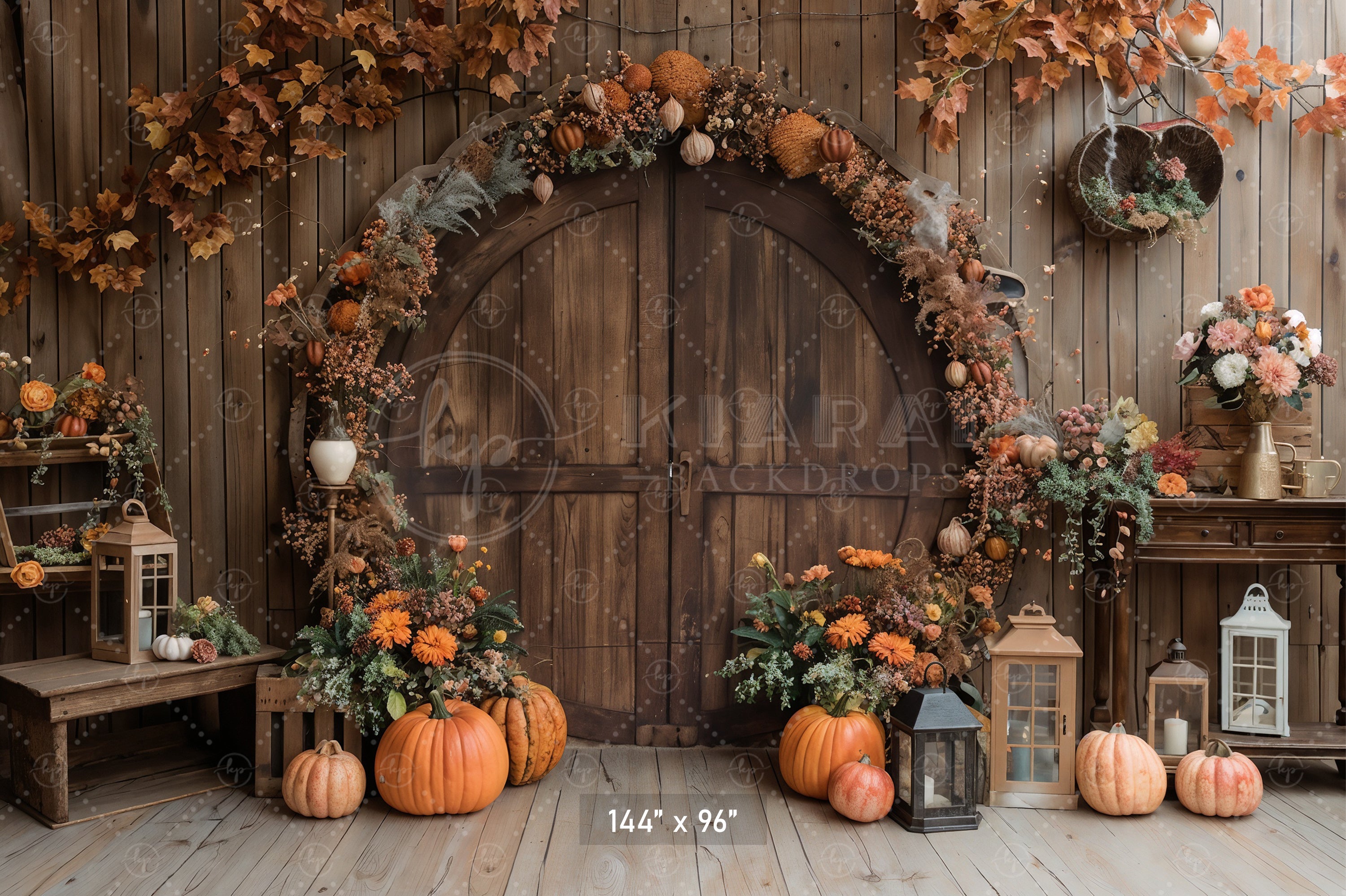 Rustic Fall Pumpkin Archway Backdrop