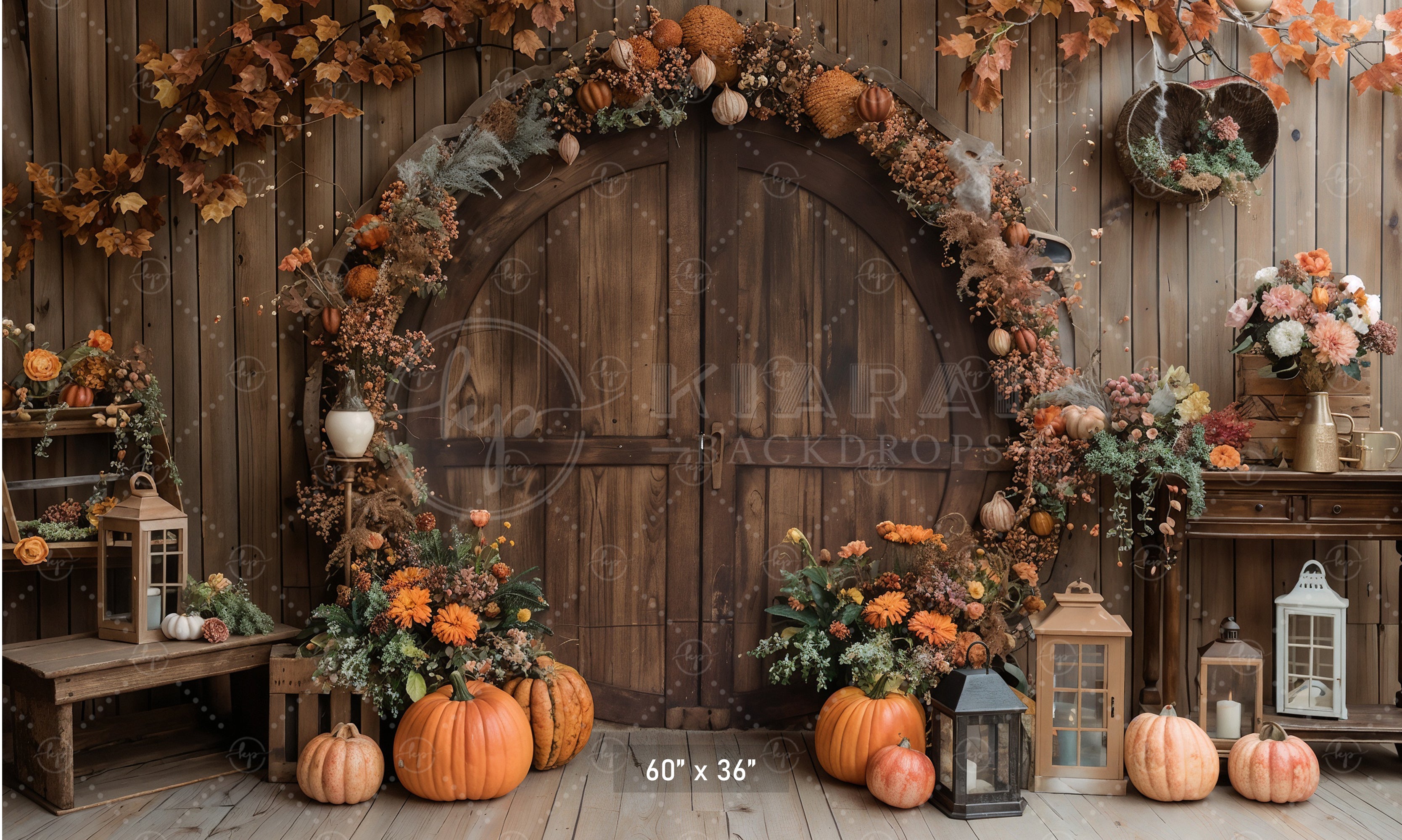 Rustic Fall Pumpkin Archway Backdrop