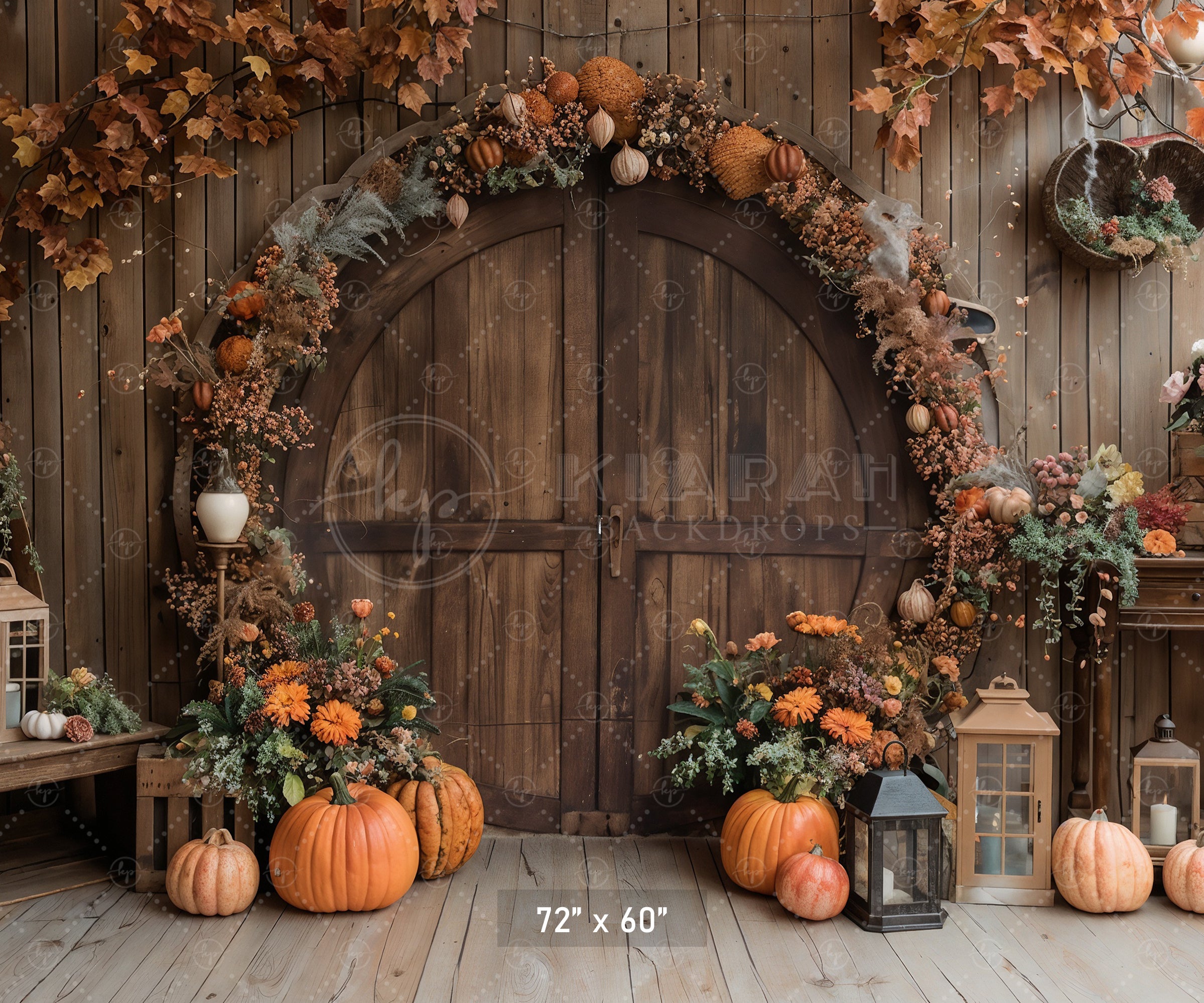 Rustic Fall Pumpkin Archway Backdrop
