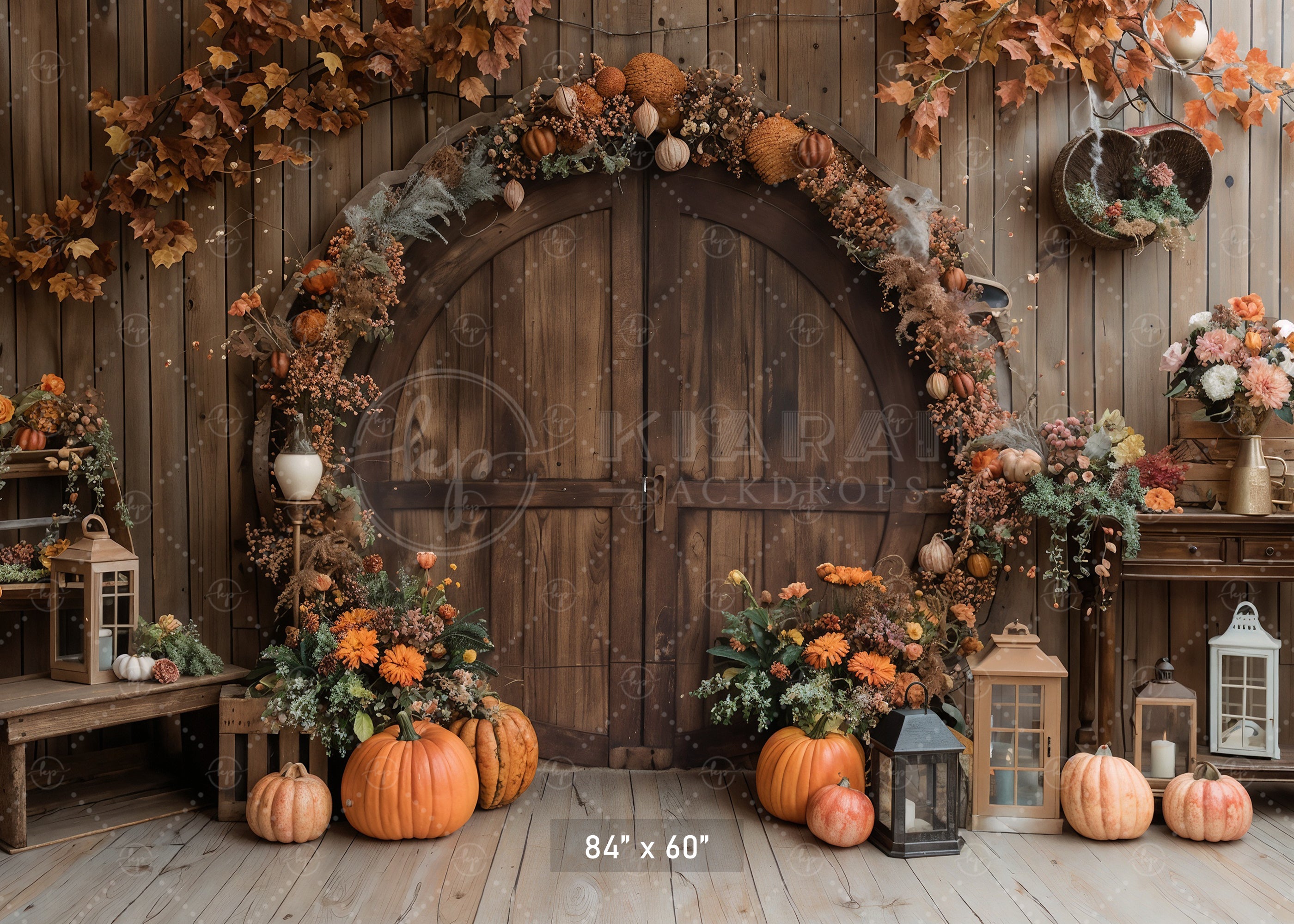 Rustic Fall Pumpkin Archway Backdrop