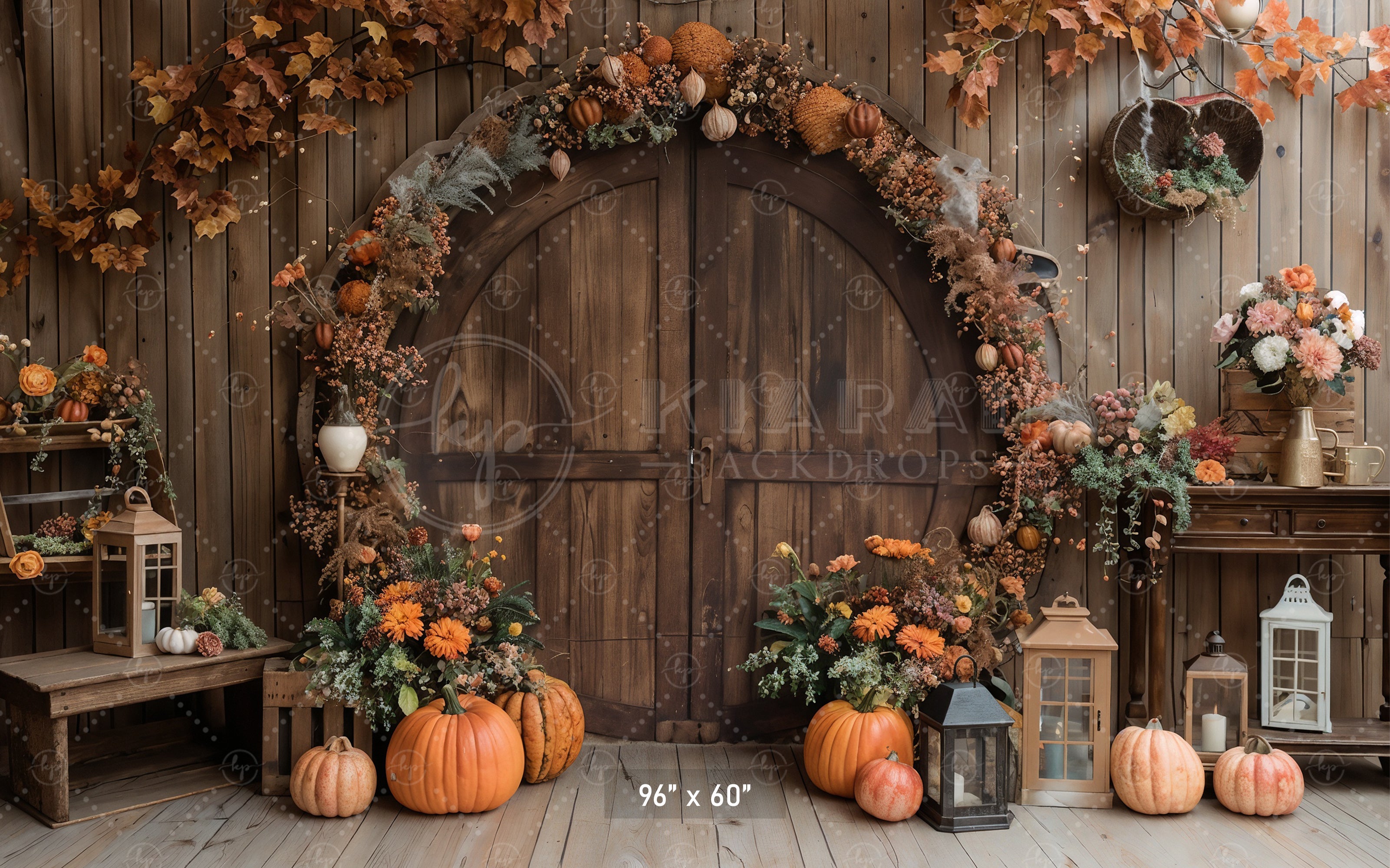 Rustic Fall Pumpkin Archway Backdrop