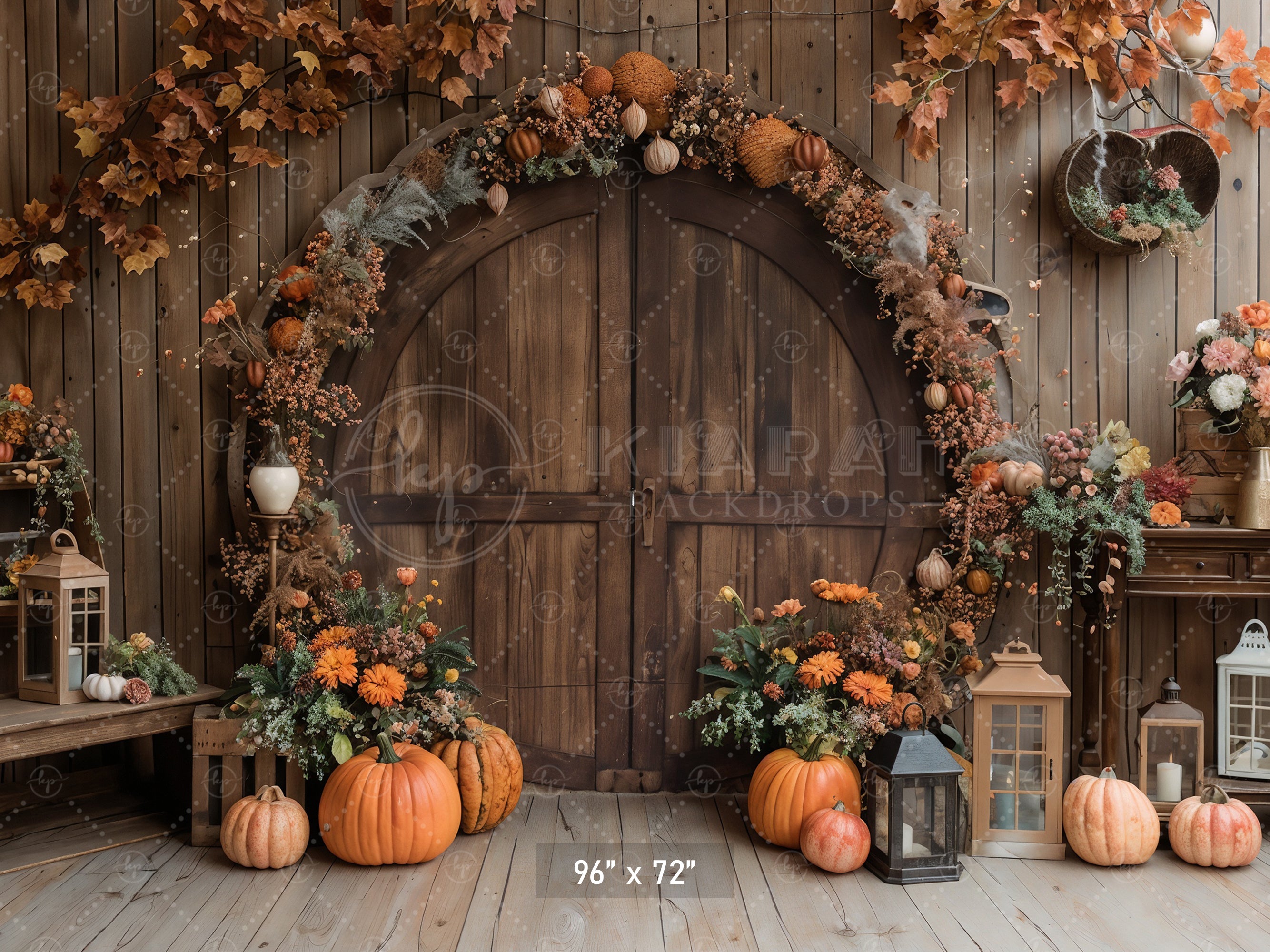 Rustic Fall Pumpkin Archway Backdrop