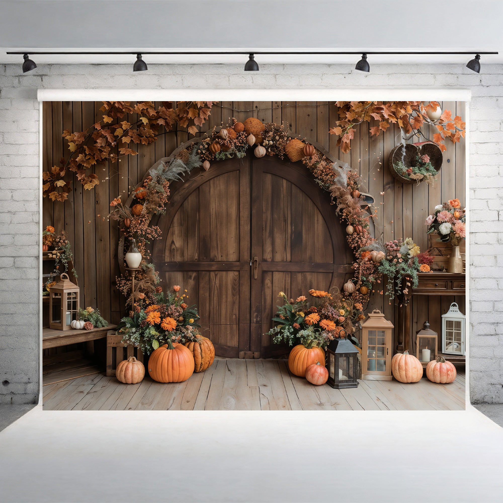 Rustic Fall Pumpkin Archway Backdrop
