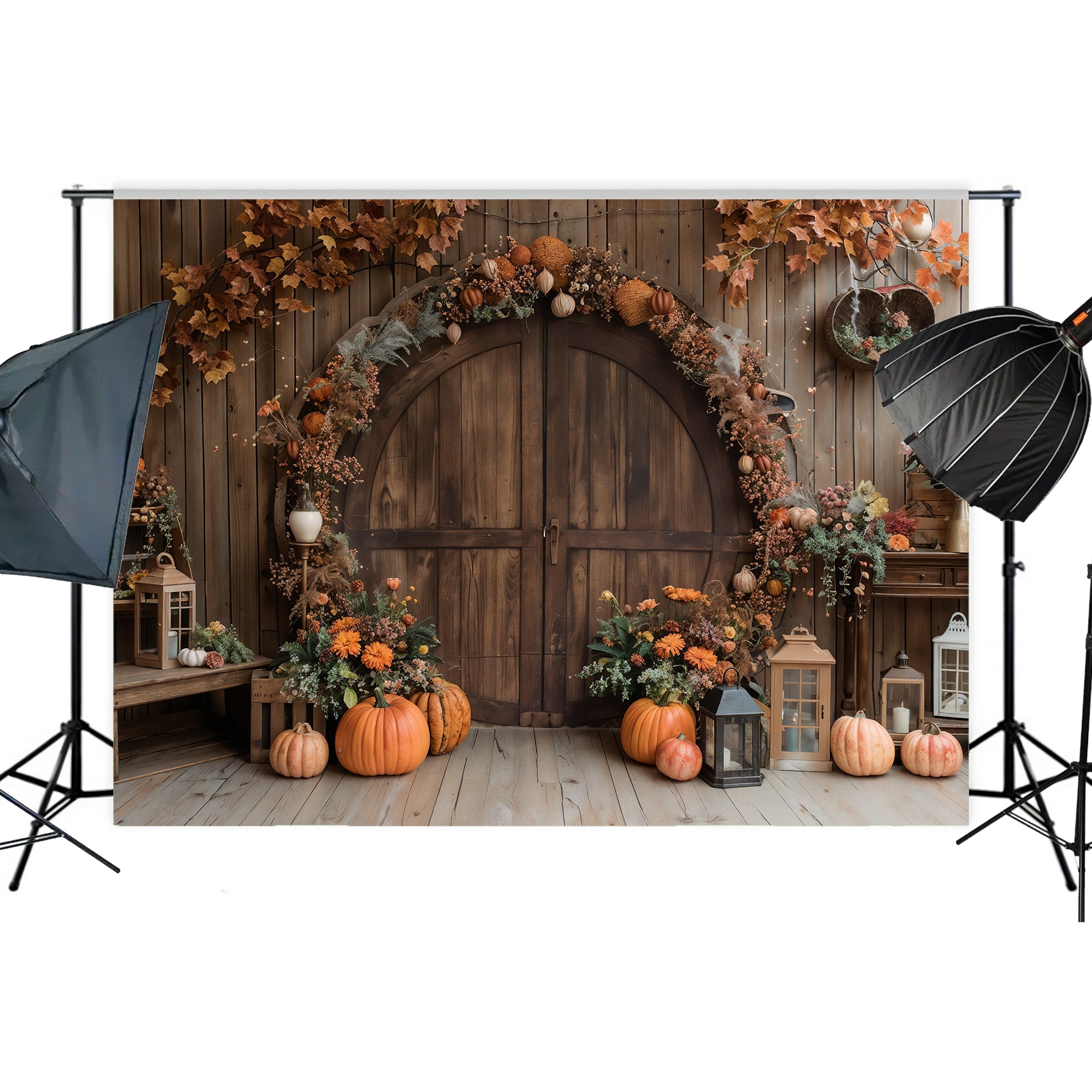 Rustic Fall Pumpkin Archway Backdrop