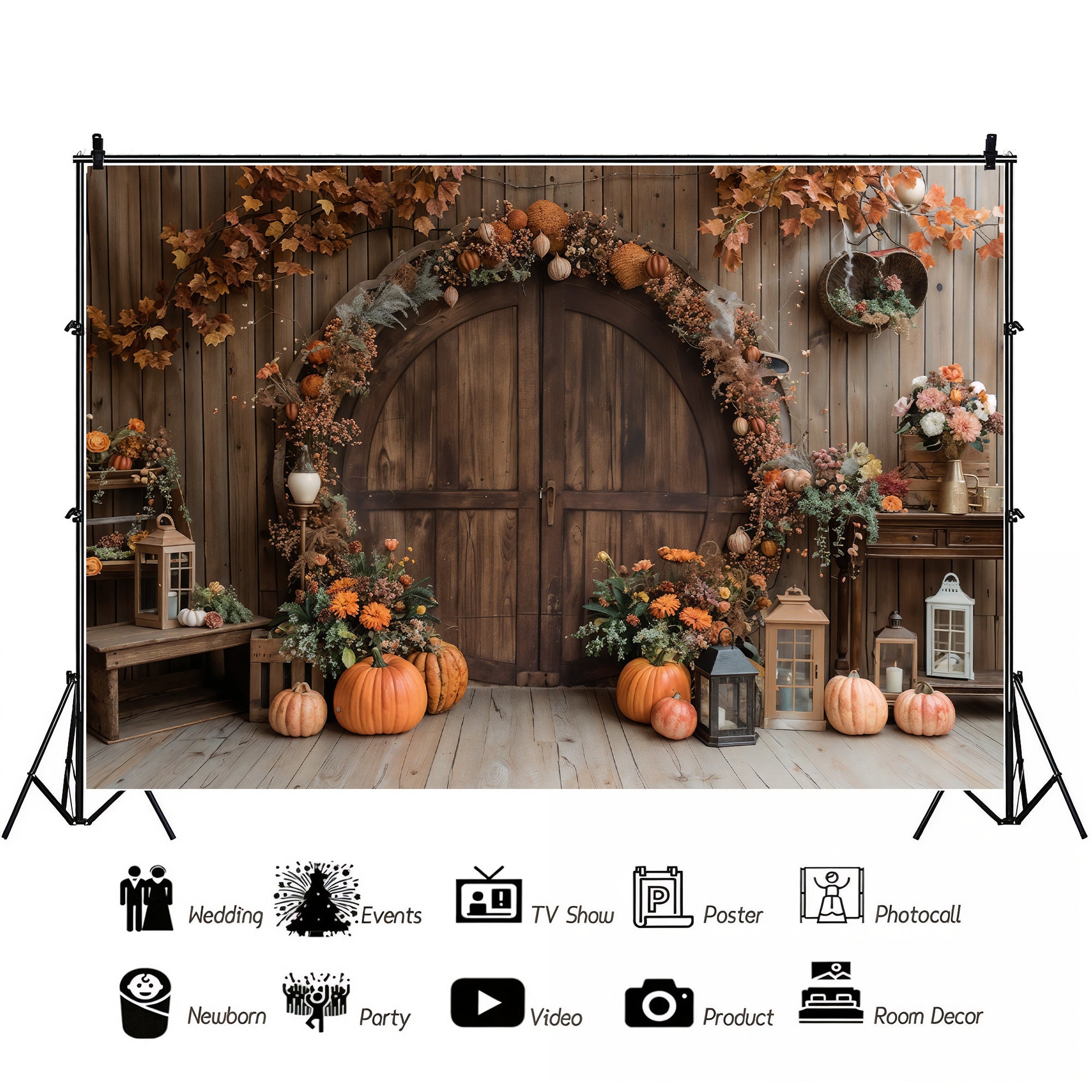 Rustic Fall Pumpkin Archway Backdrop