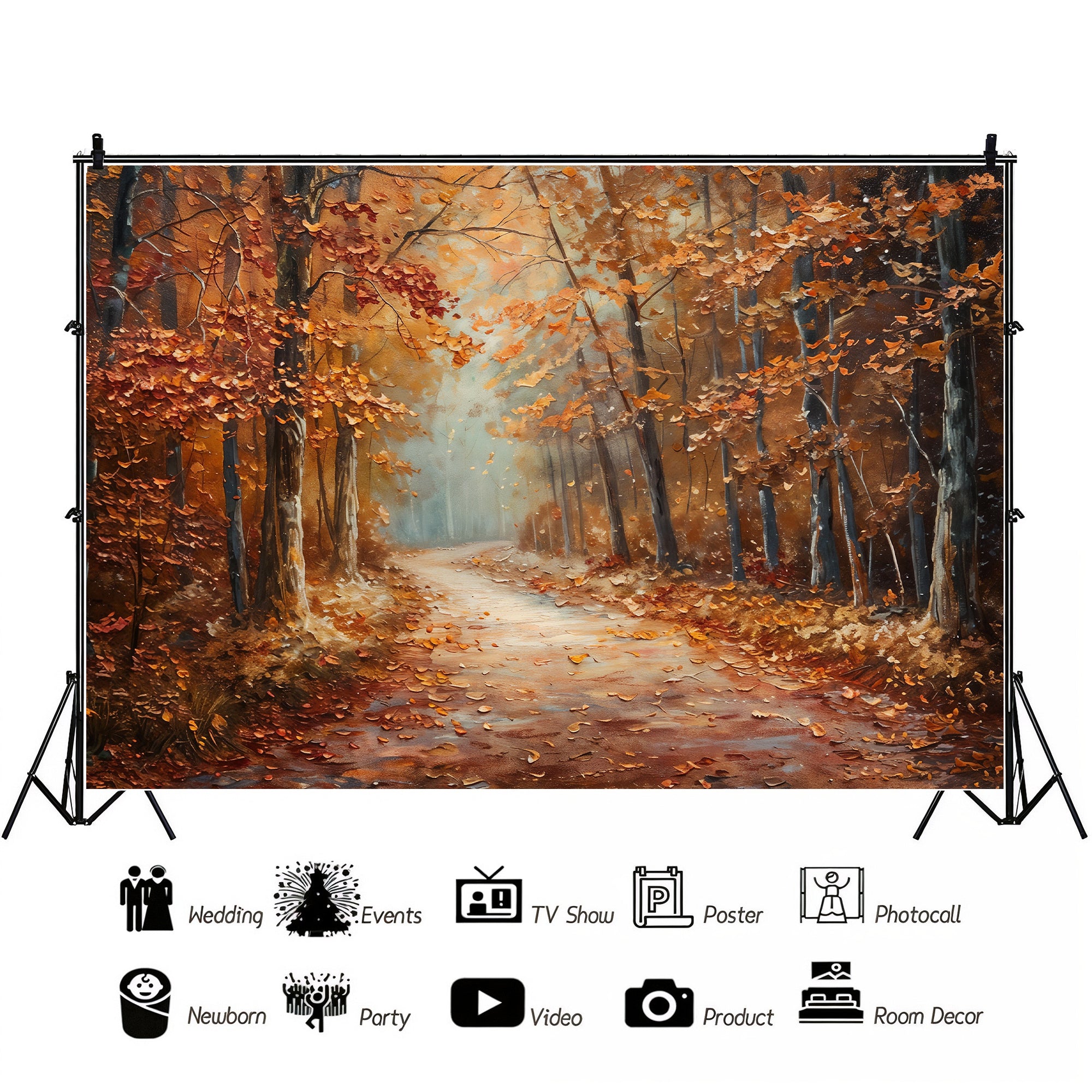 Autumn Woodland Path Backdrop