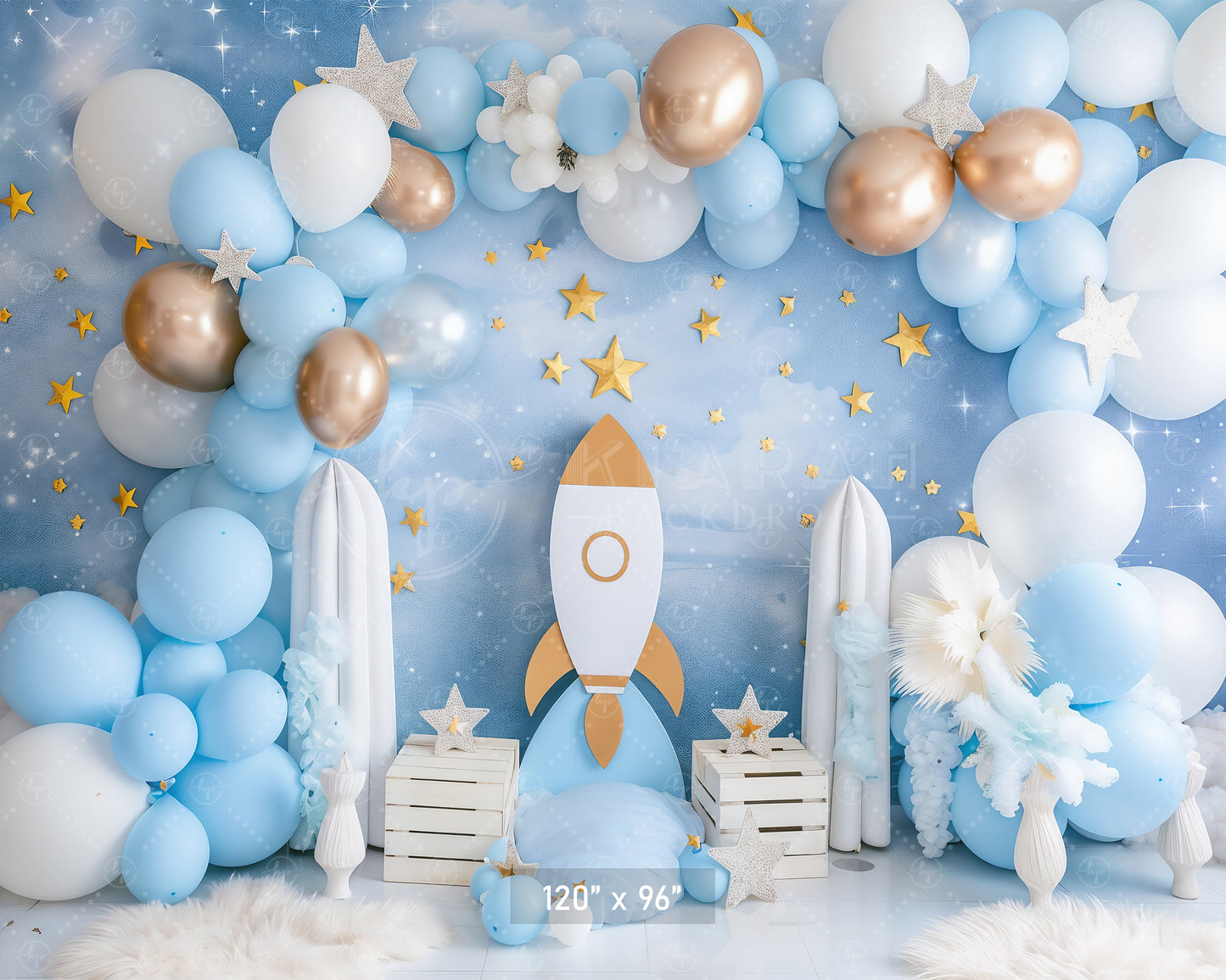 Outer Space Balloon Rocket Adventure Backdrop