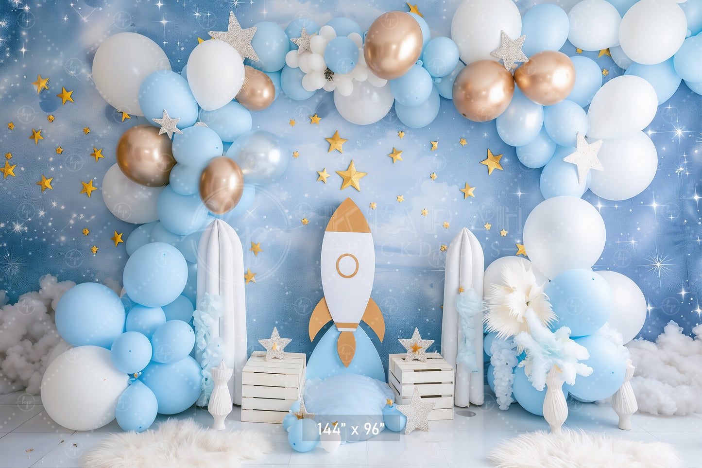 Outer Space Balloon Rocket Adventure Backdrop