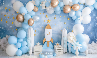 Outer Space Balloon Rocket Adventure Backdrop