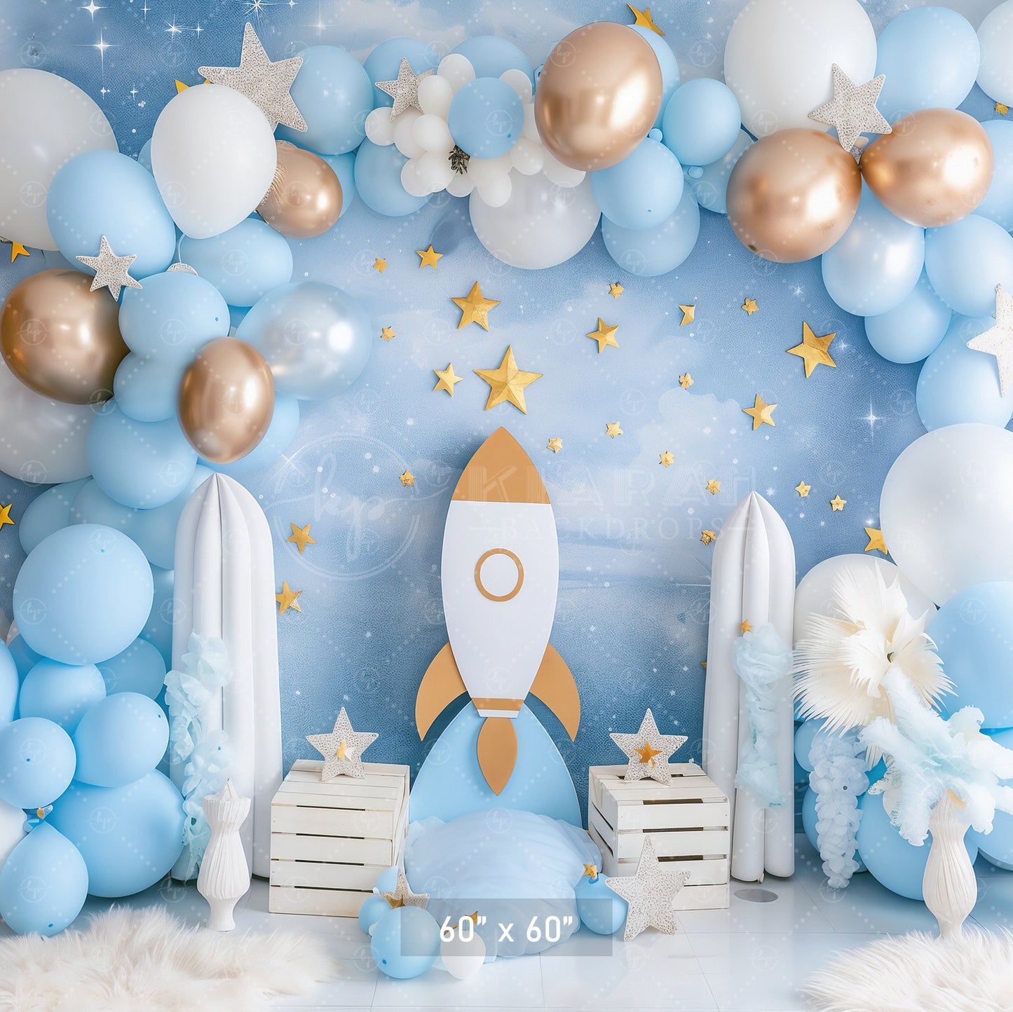 Outer Space Balloon Rocket Adventure Backdrop