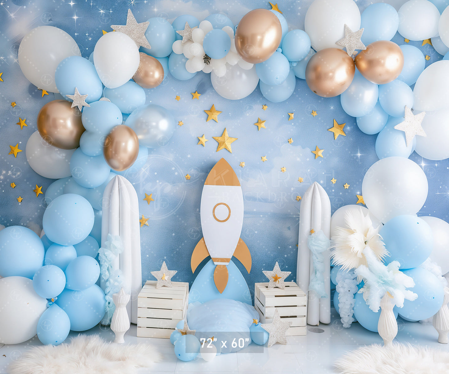 Outer Space Balloon Rocket Adventure Backdrop