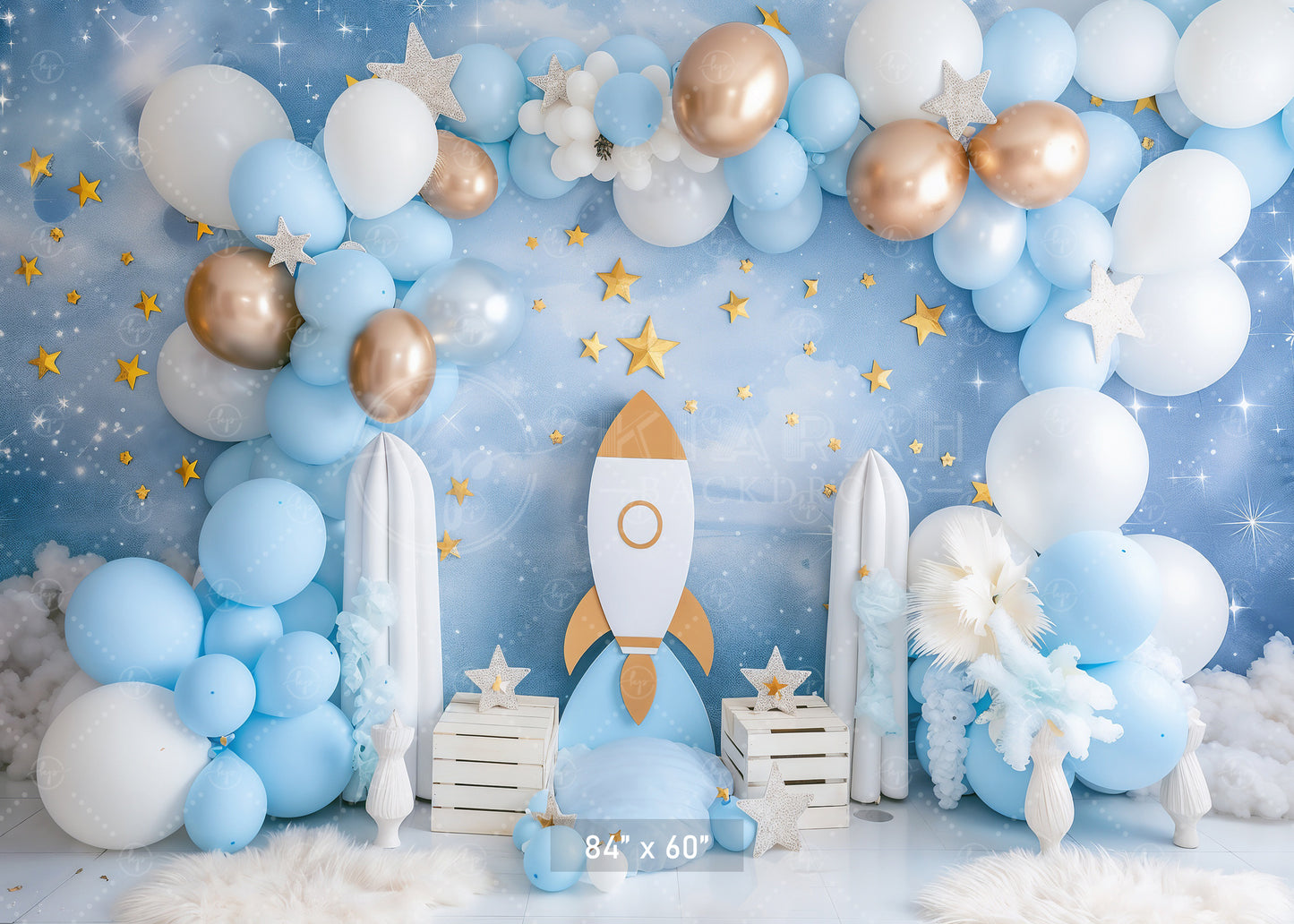 Outer Space Balloon Rocket Adventure Backdrop