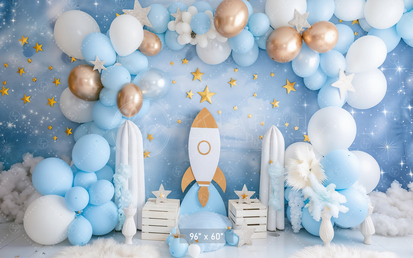 Outer Space Balloon Rocket Adventure Backdrop