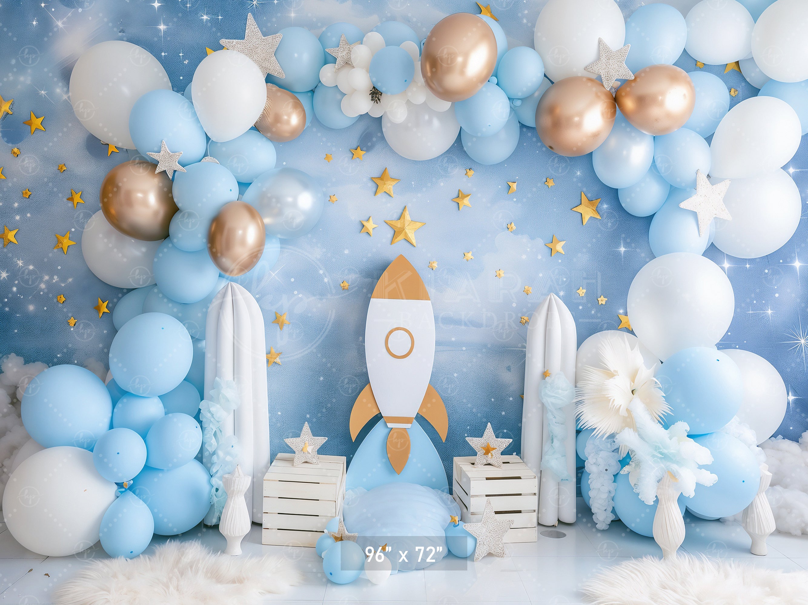 Outer Space Balloon Rocket Adventure Backdrop