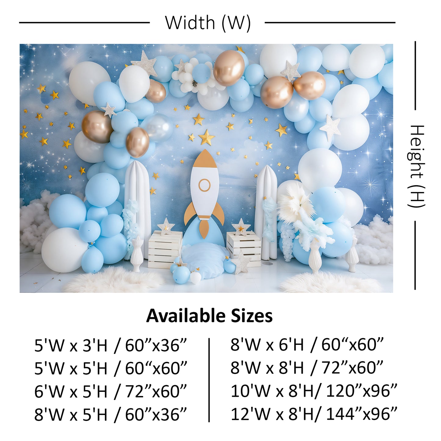 Outer Space Balloon Rocket Adventure Backdrop