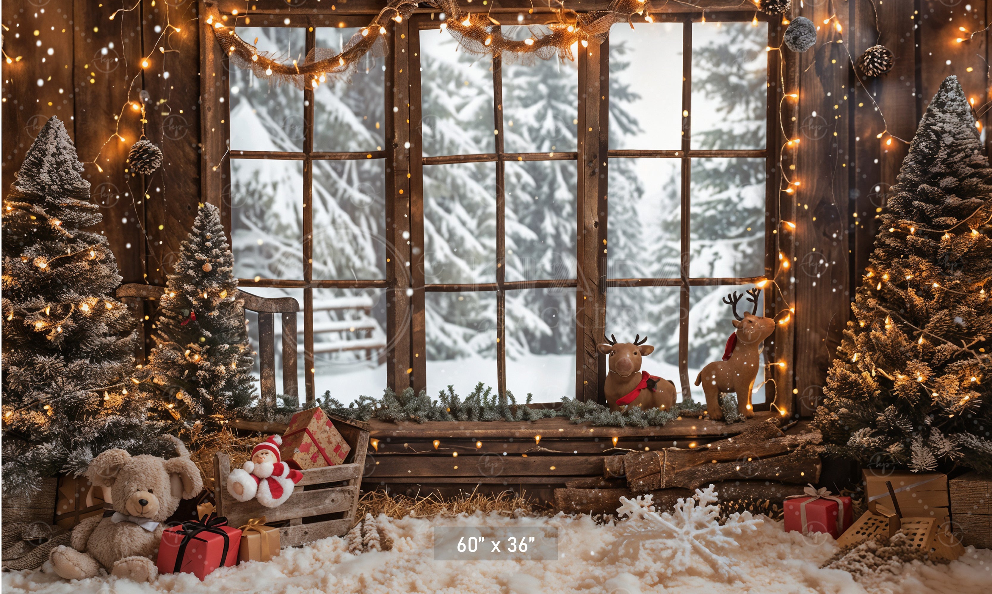 Cozy Winter Cabin Backdrop