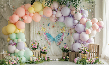 Pastel Butterfly Garden Backdrop