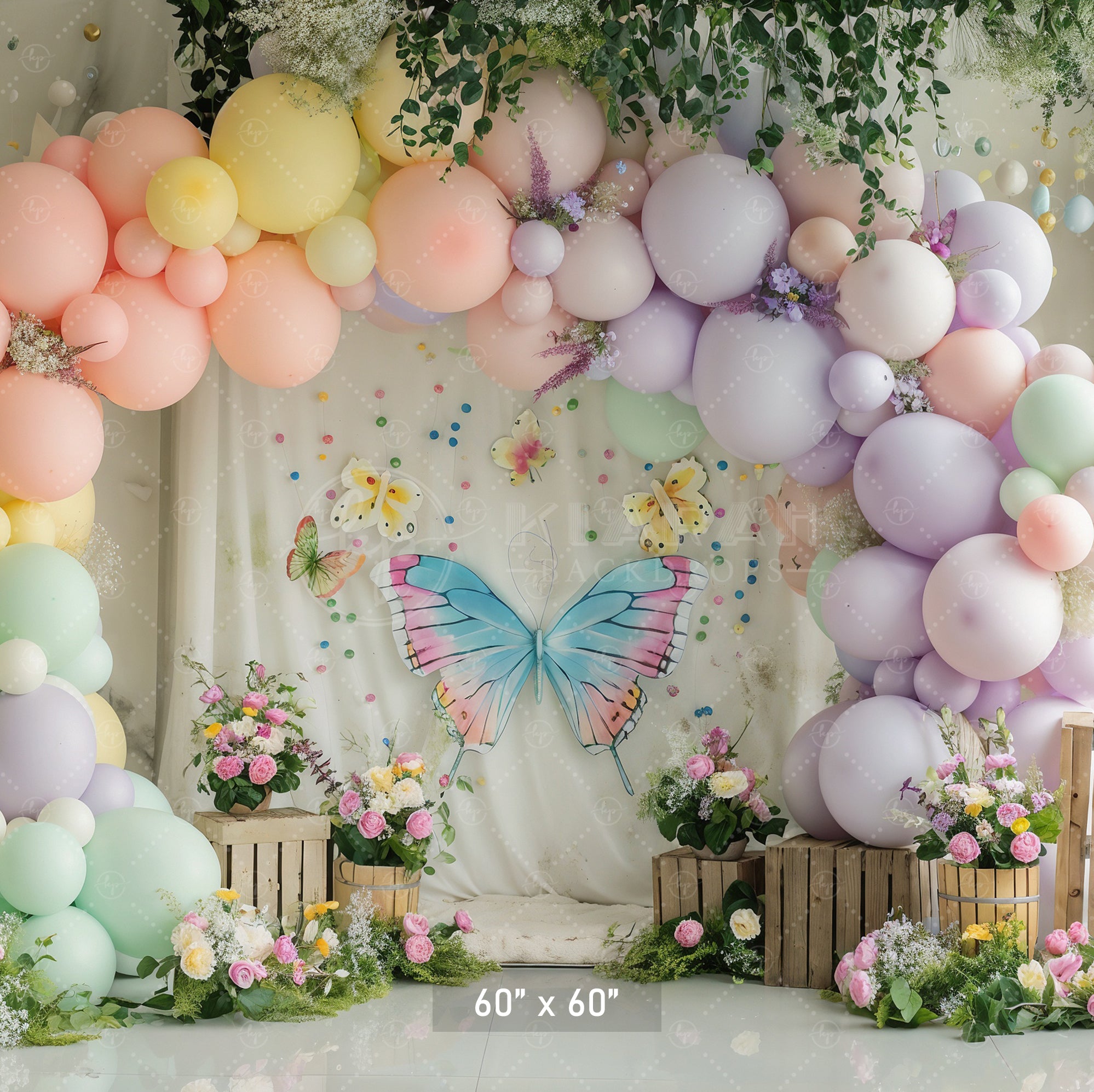 Pastel Butterfly Garden Backdrop