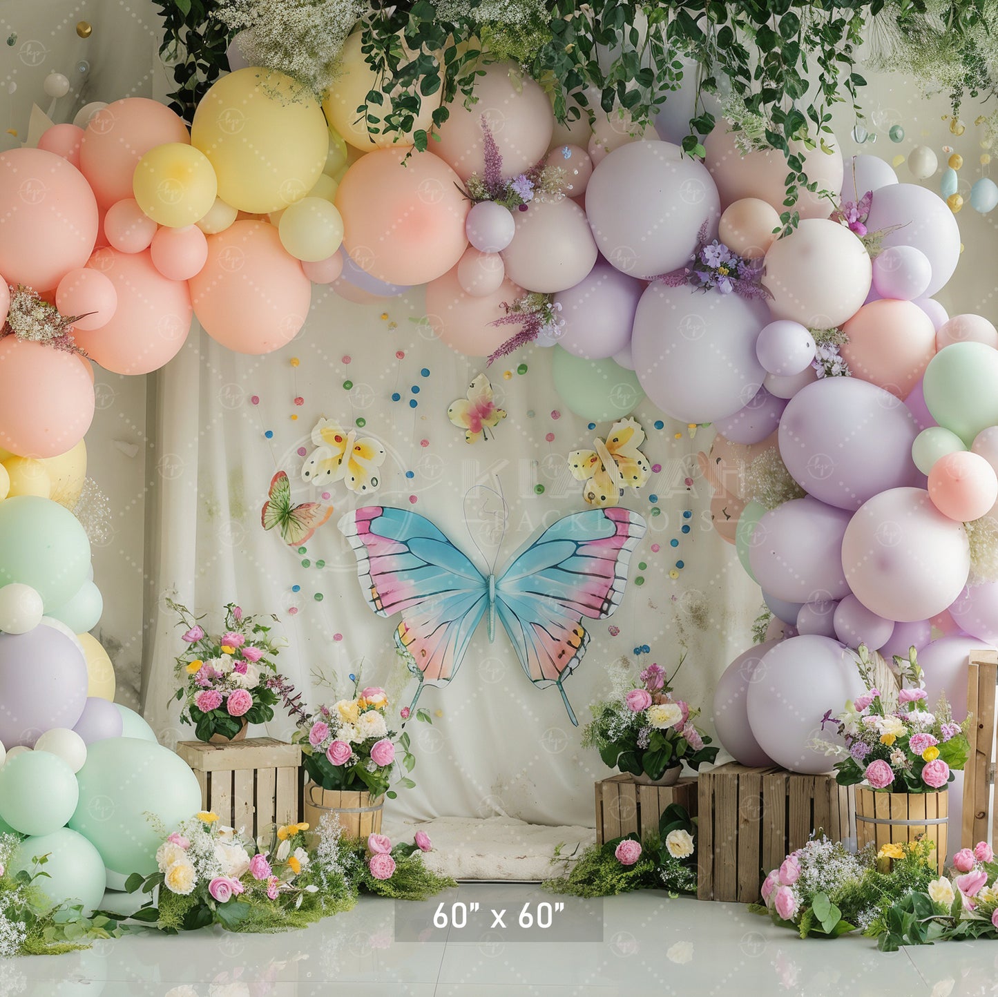 Pastel Butterfly Garden Backdrop