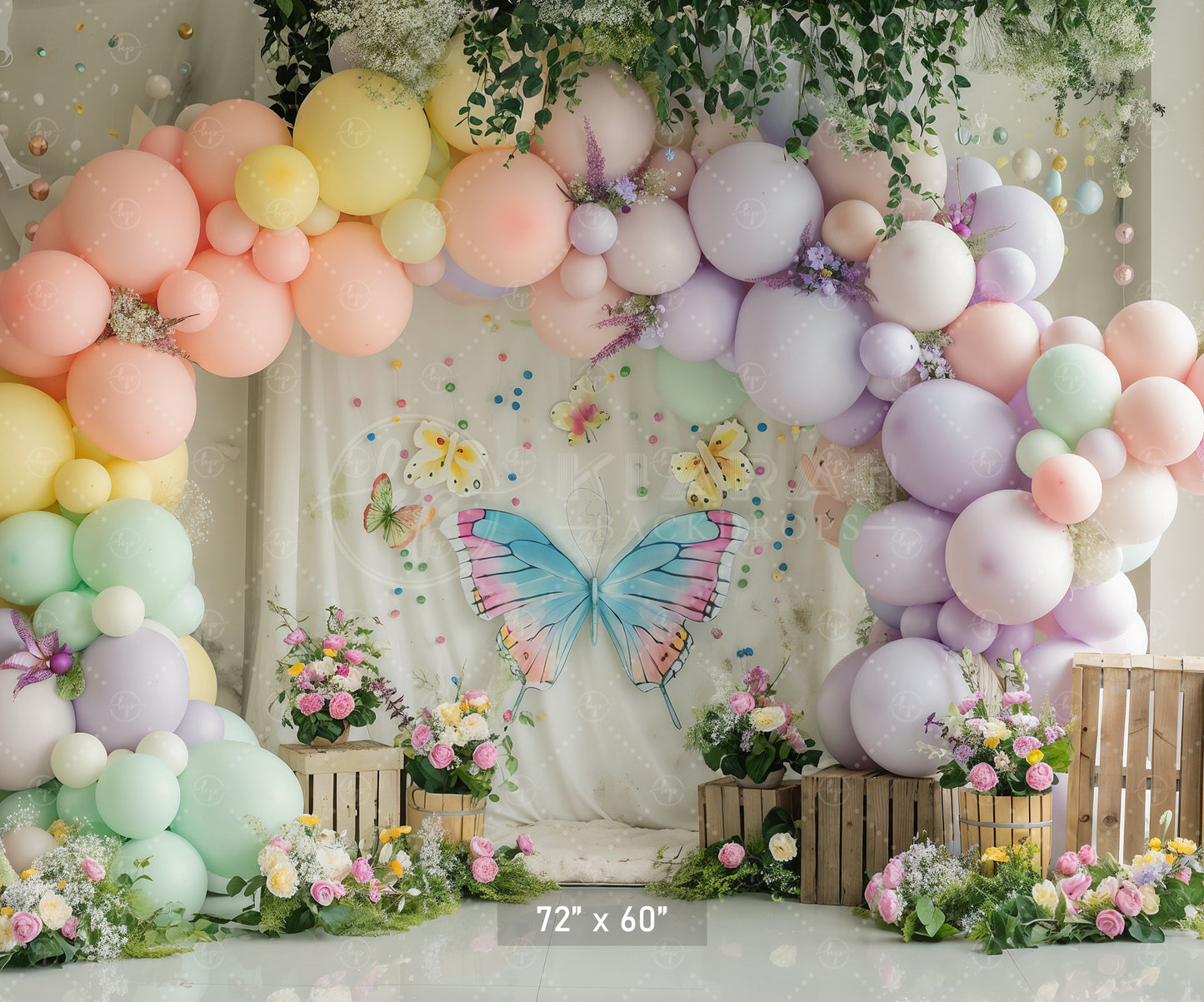 Pastel Butterfly Garden Backdrop