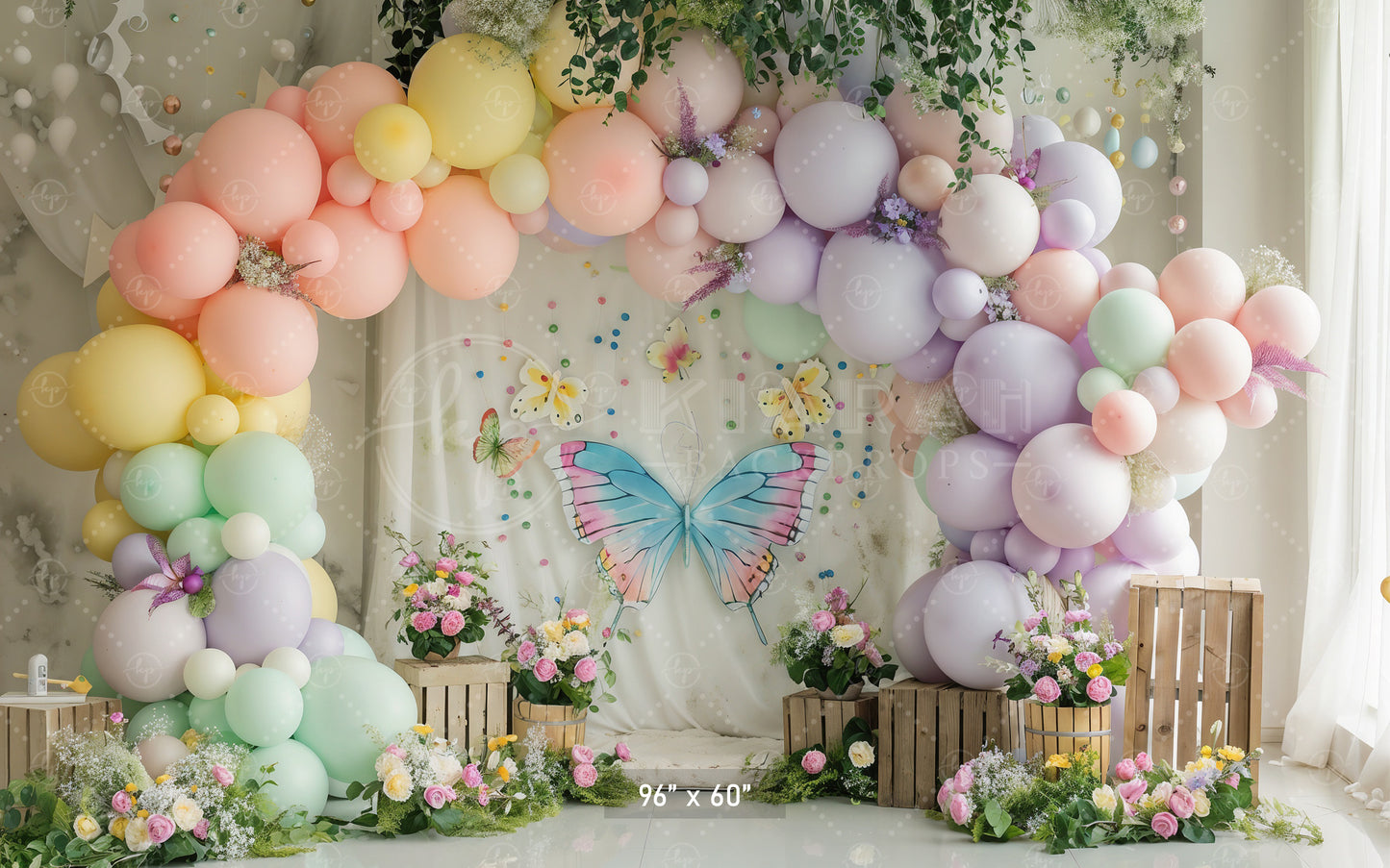 Pastel Butterfly Garden Backdrop