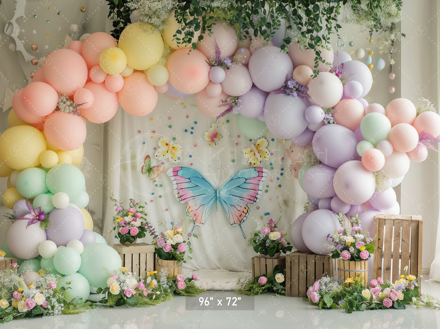 Pastel Butterfly Garden Backdrop