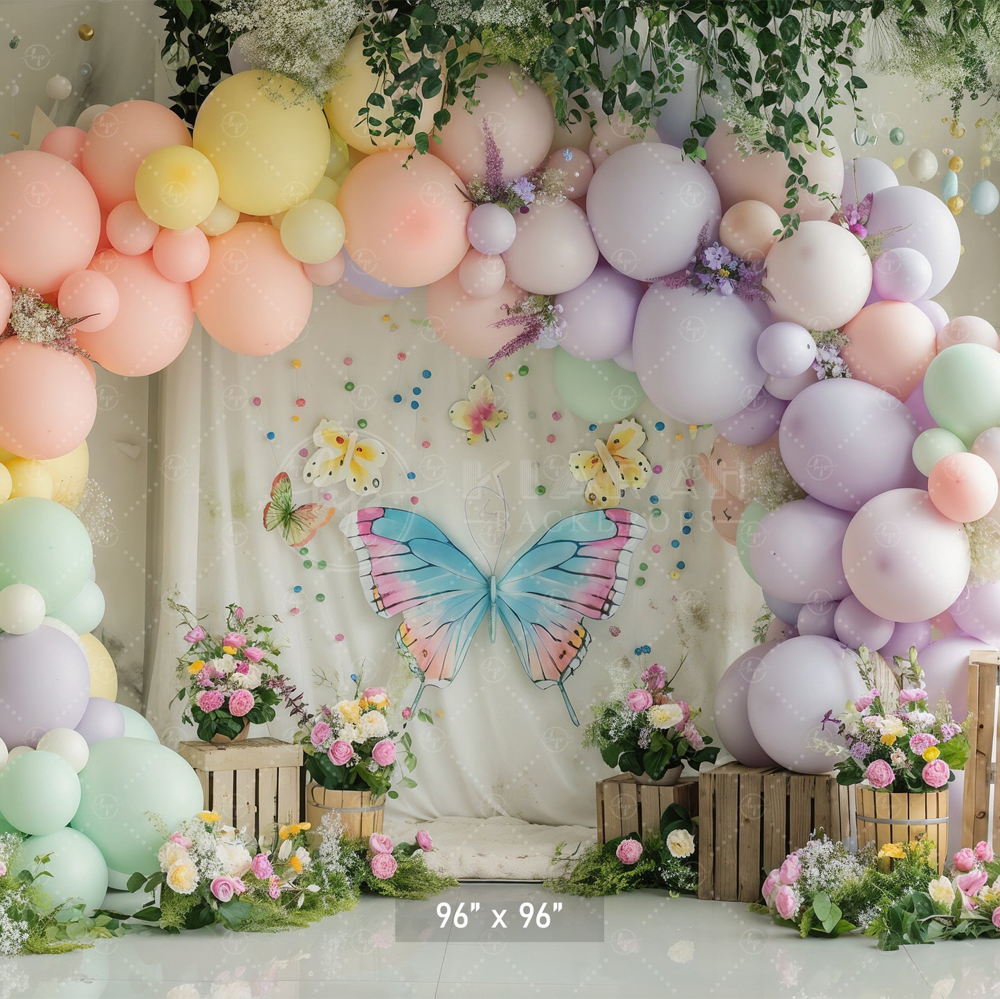 Pastel Butterfly Garden Backdrop