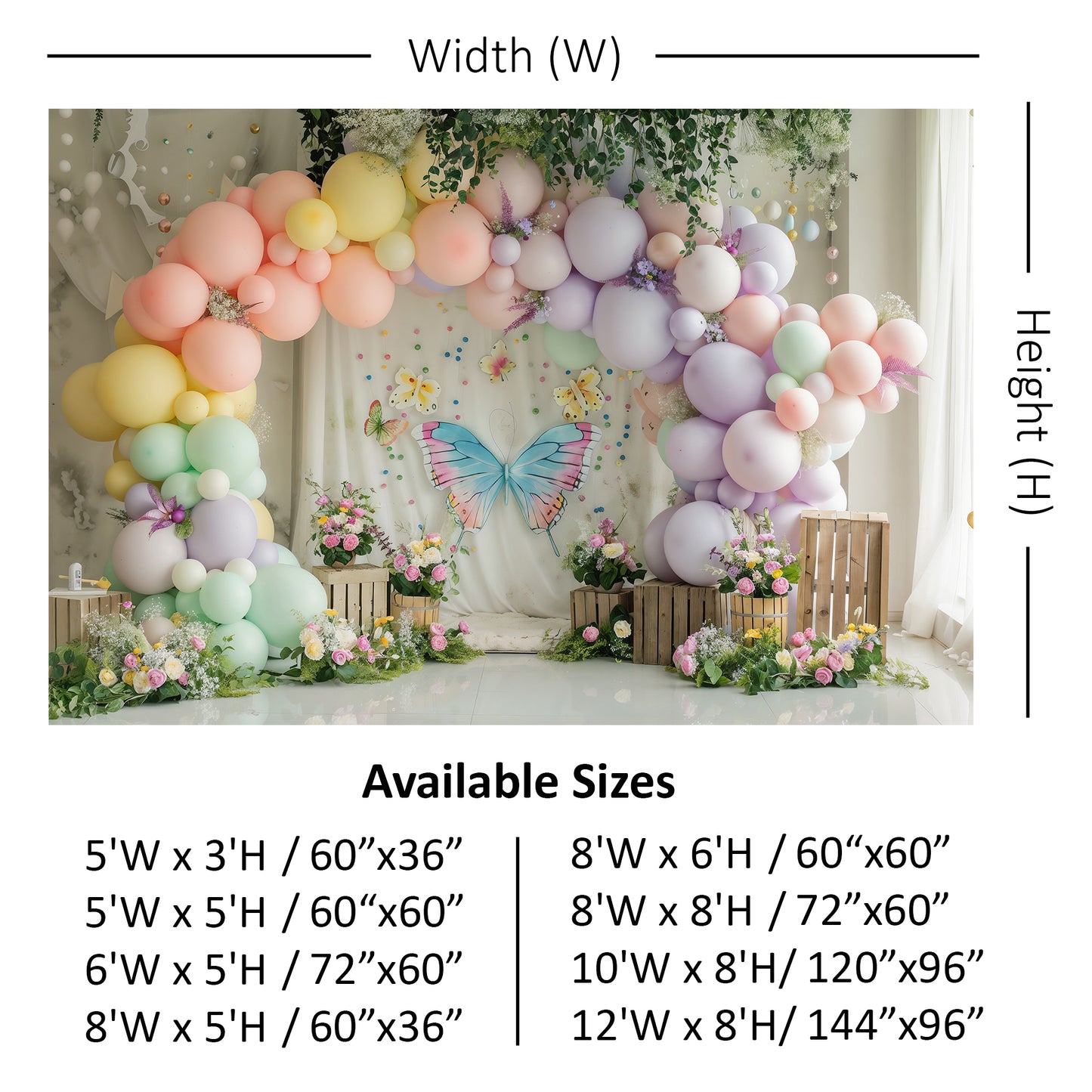 Pastel Butterfly Garden Backdrop