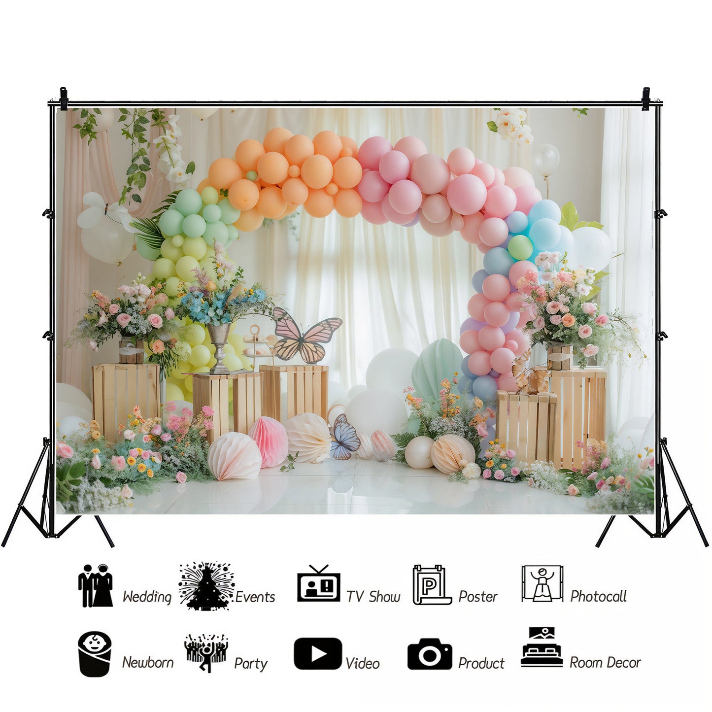 Pastel Rainbow Arch Backdrop