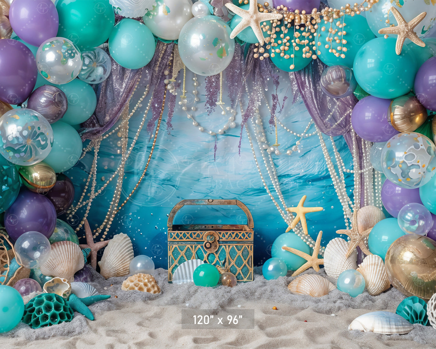 Underwater Treasure Adventure Backdrop