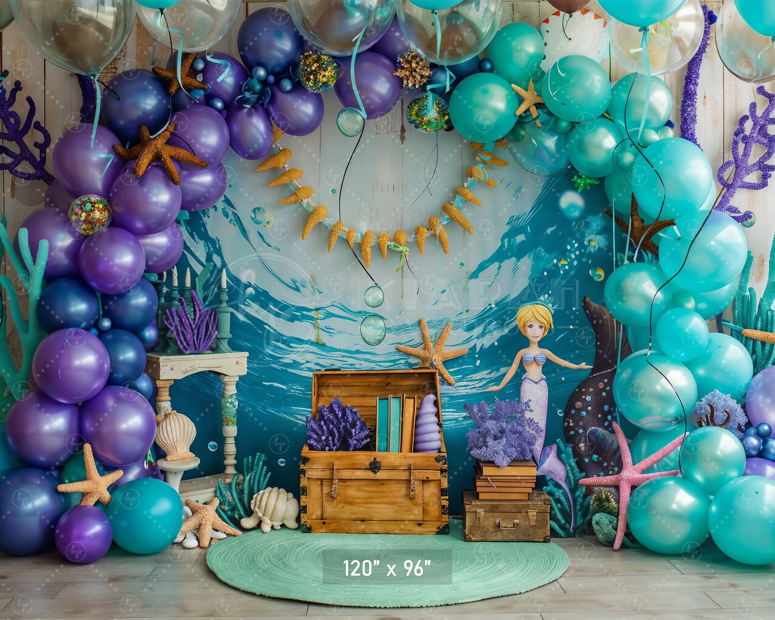 Mermaid’s Underwater Treasure Backdrop
