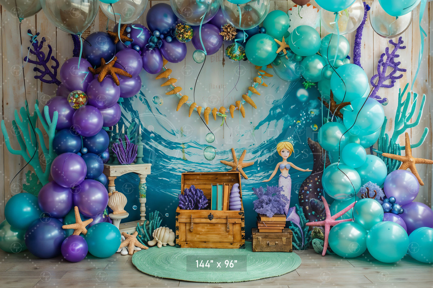 Mermaid’s Underwater Treasure Backdrop