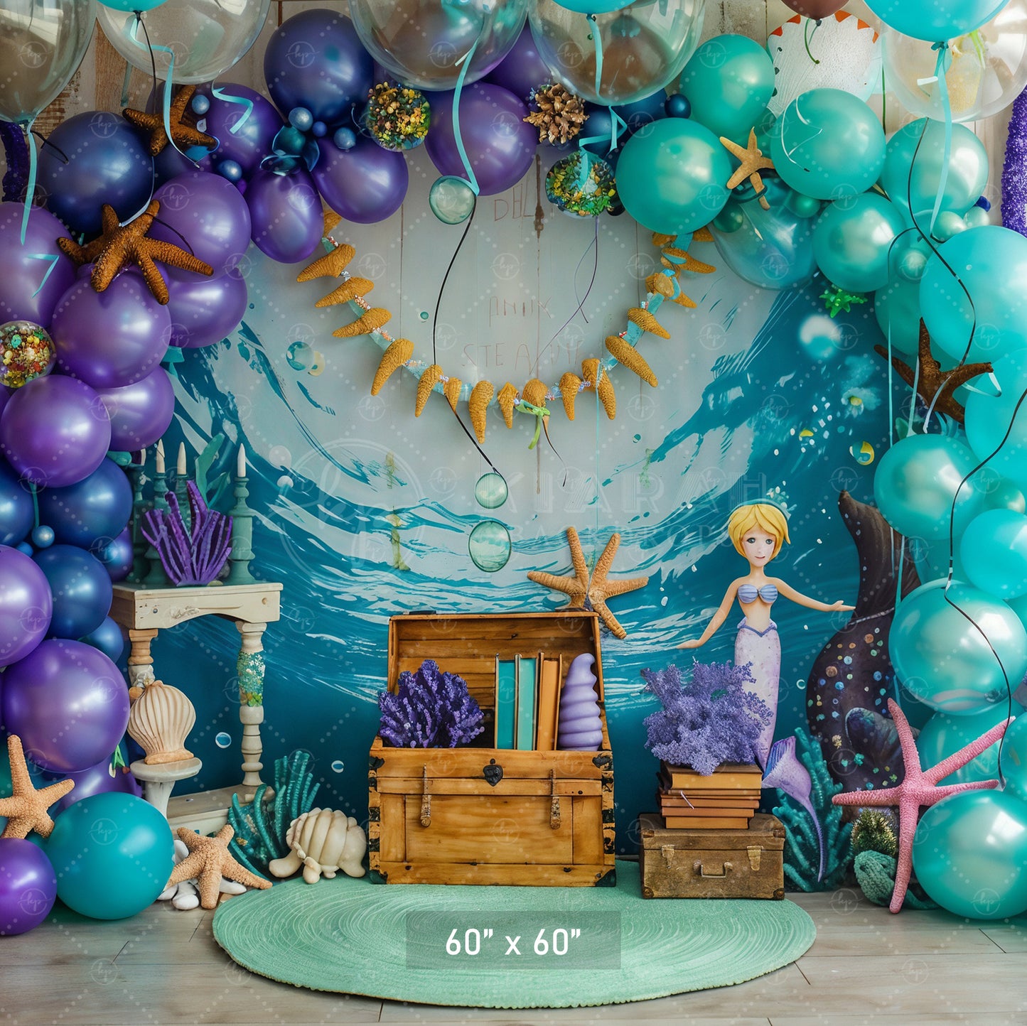 Mermaid’s Underwater Treasure Backdrop