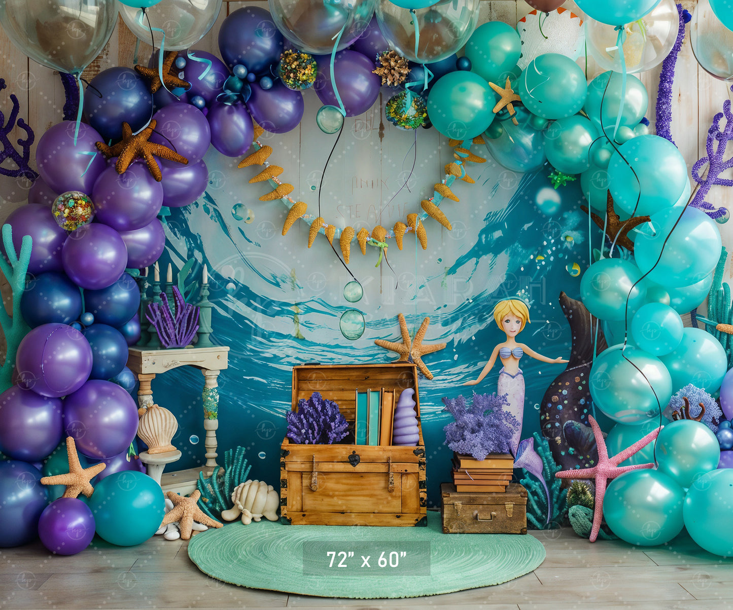 Mermaid’s Underwater Treasure Backdrop