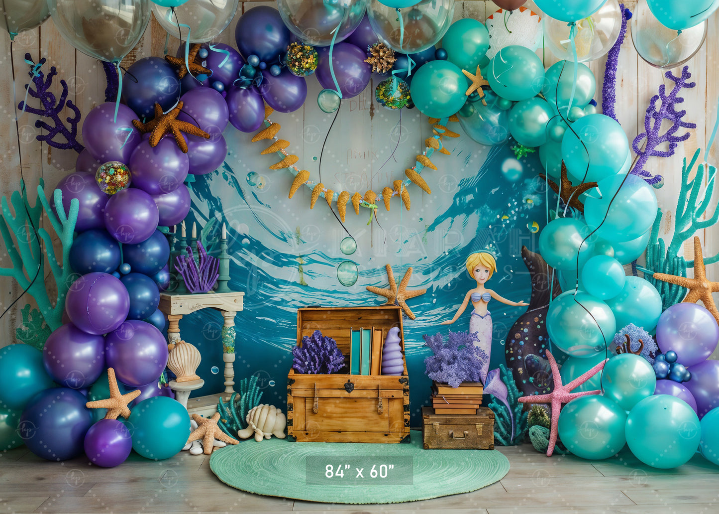 Mermaid’s Underwater Treasure Backdrop