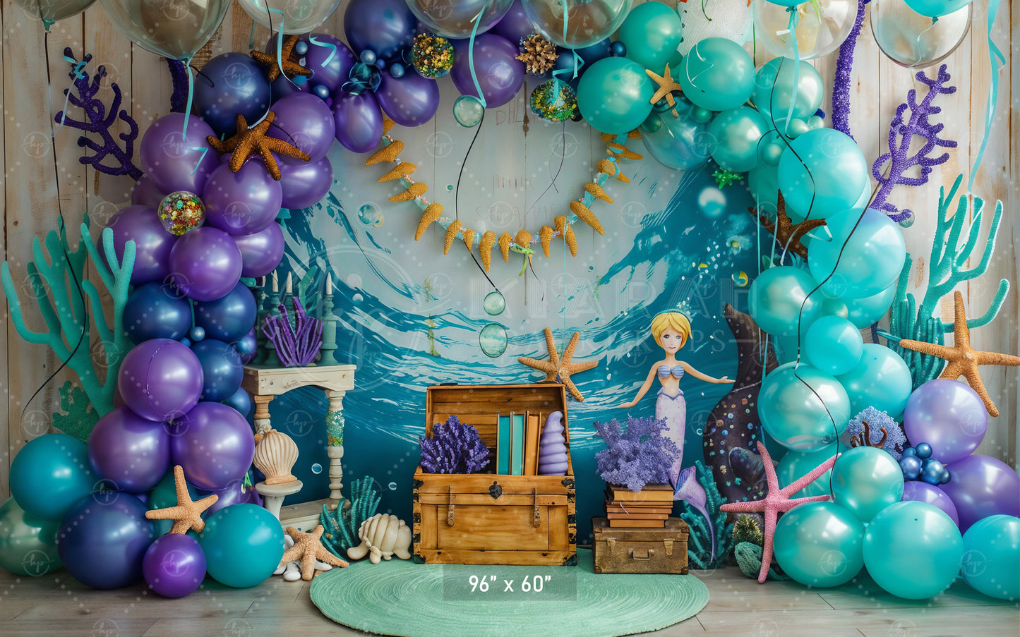 Mermaid’s Underwater Treasure Backdrop