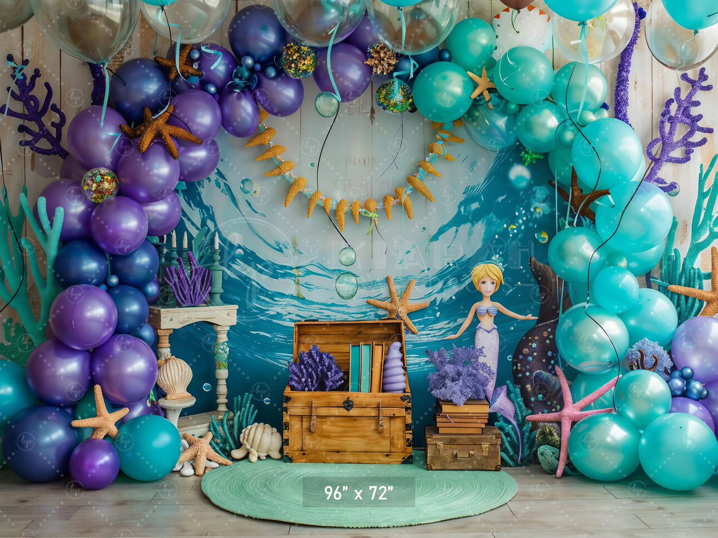 Mermaid’s Underwater Treasure Backdrop