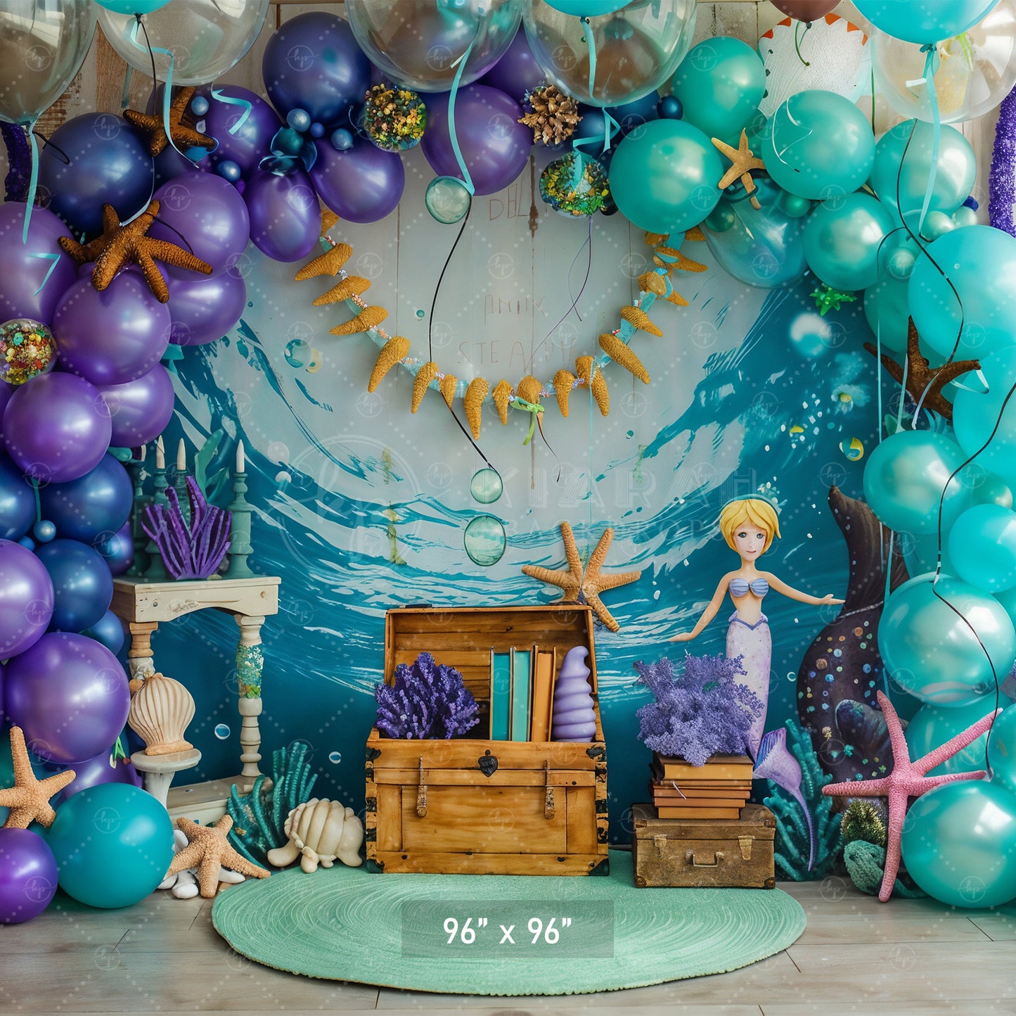 Mermaid’s Underwater Treasure Backdrop