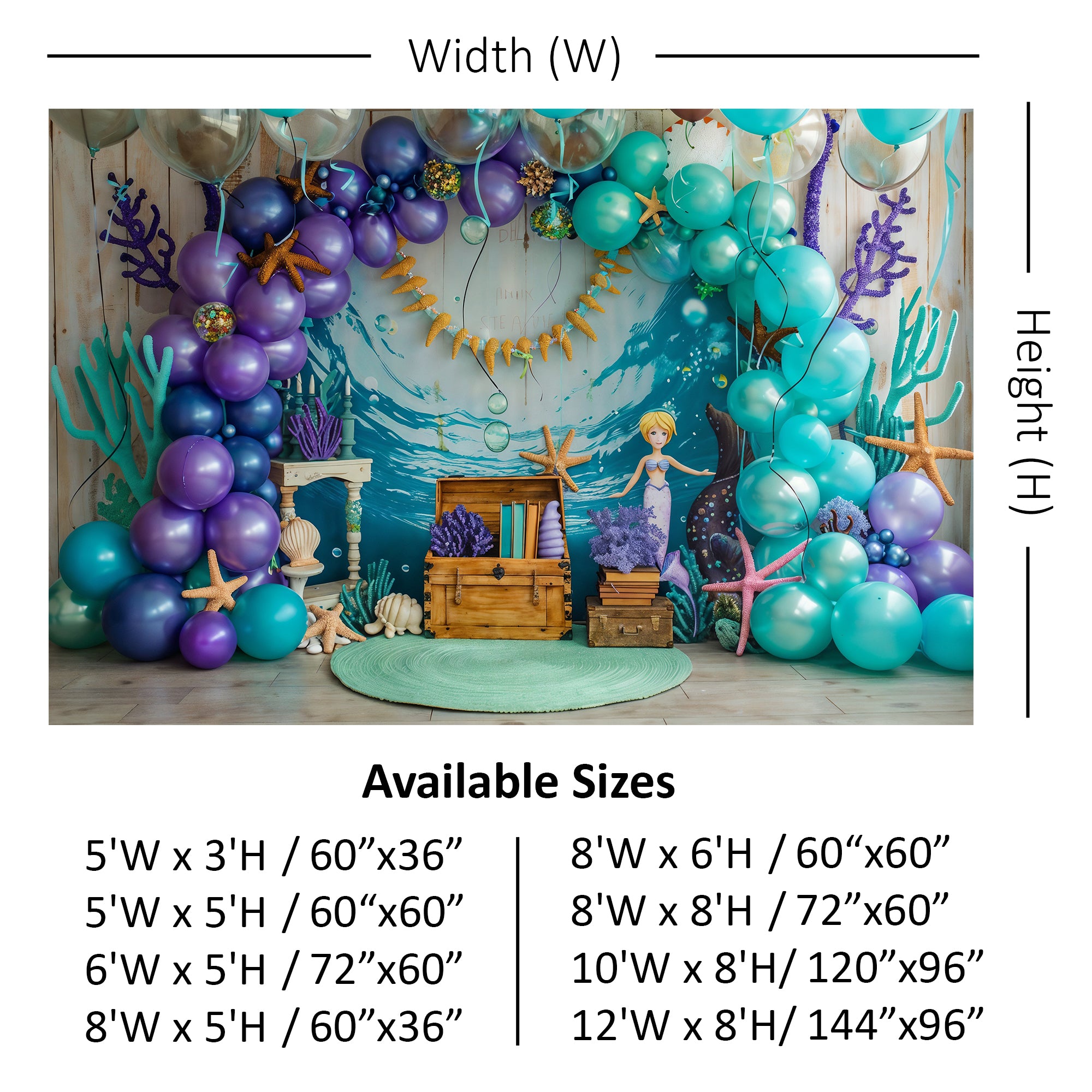 Mermaid’s Underwater Treasure Backdrop