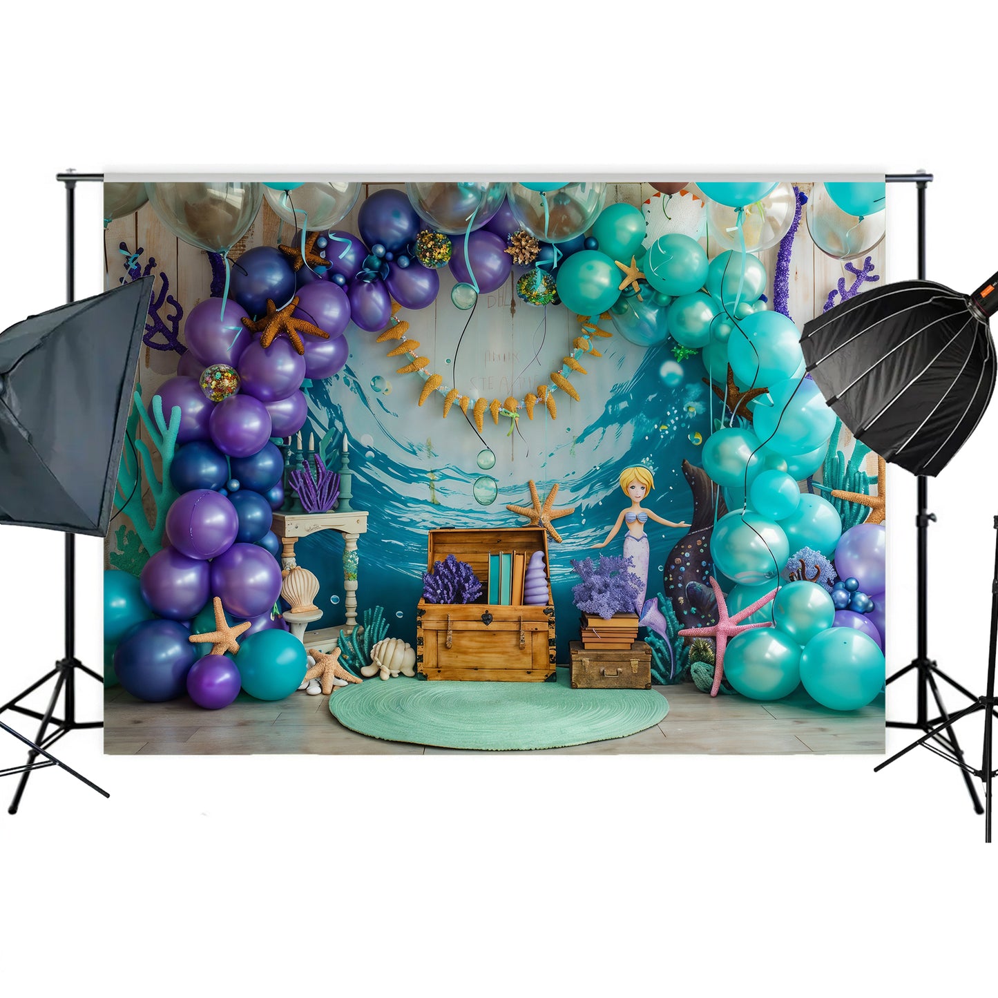 Mermaid’s Underwater Treasure Backdrop