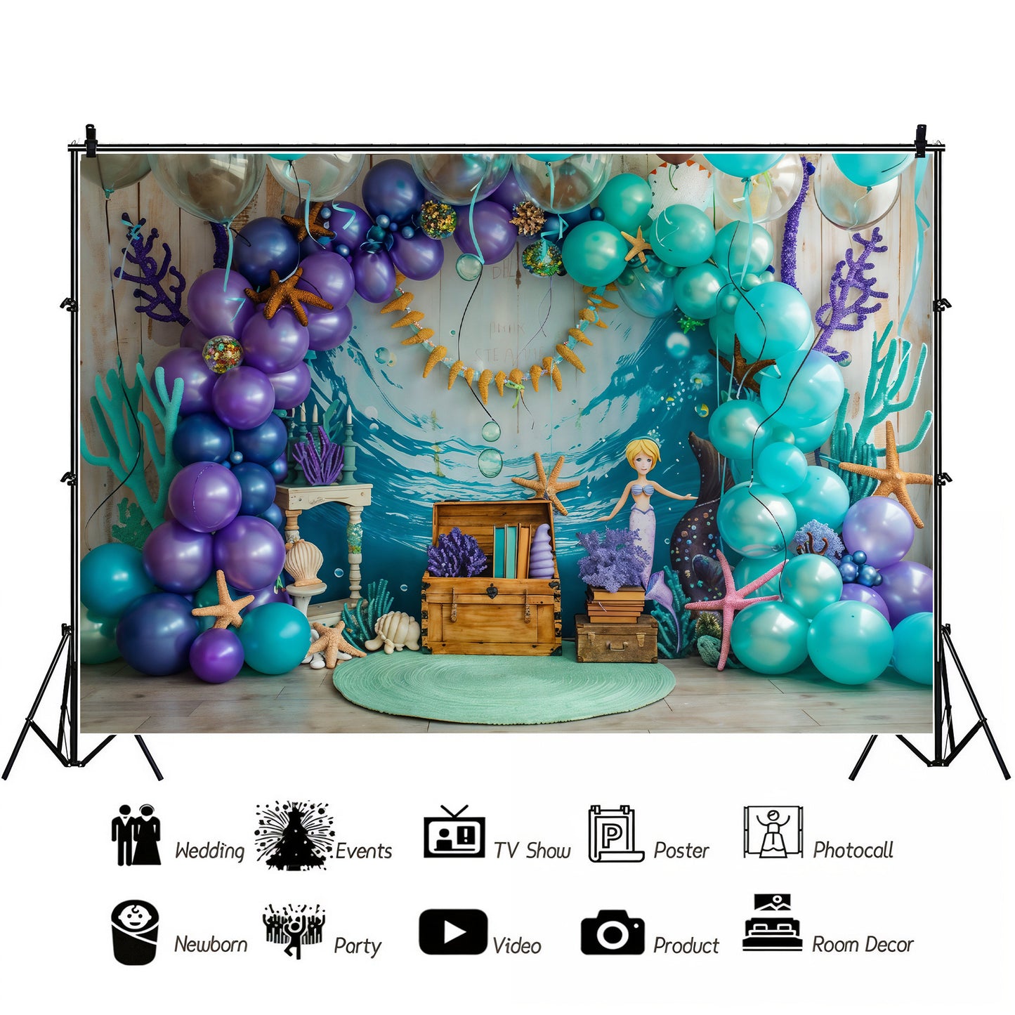 Mermaid’s Underwater Treasure Backdrop