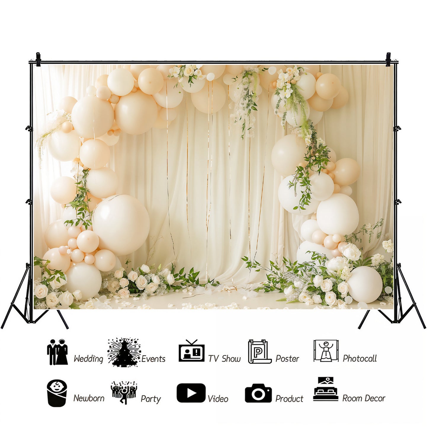 Elegant Ivory Romance Backdrop