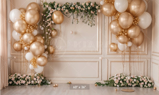 Golden Elegance Celebration Backdrop