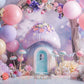 Enchanted Pastel Mushroom House Backdrop