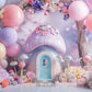 Enchanted Pastel Mushroom House Backdrop