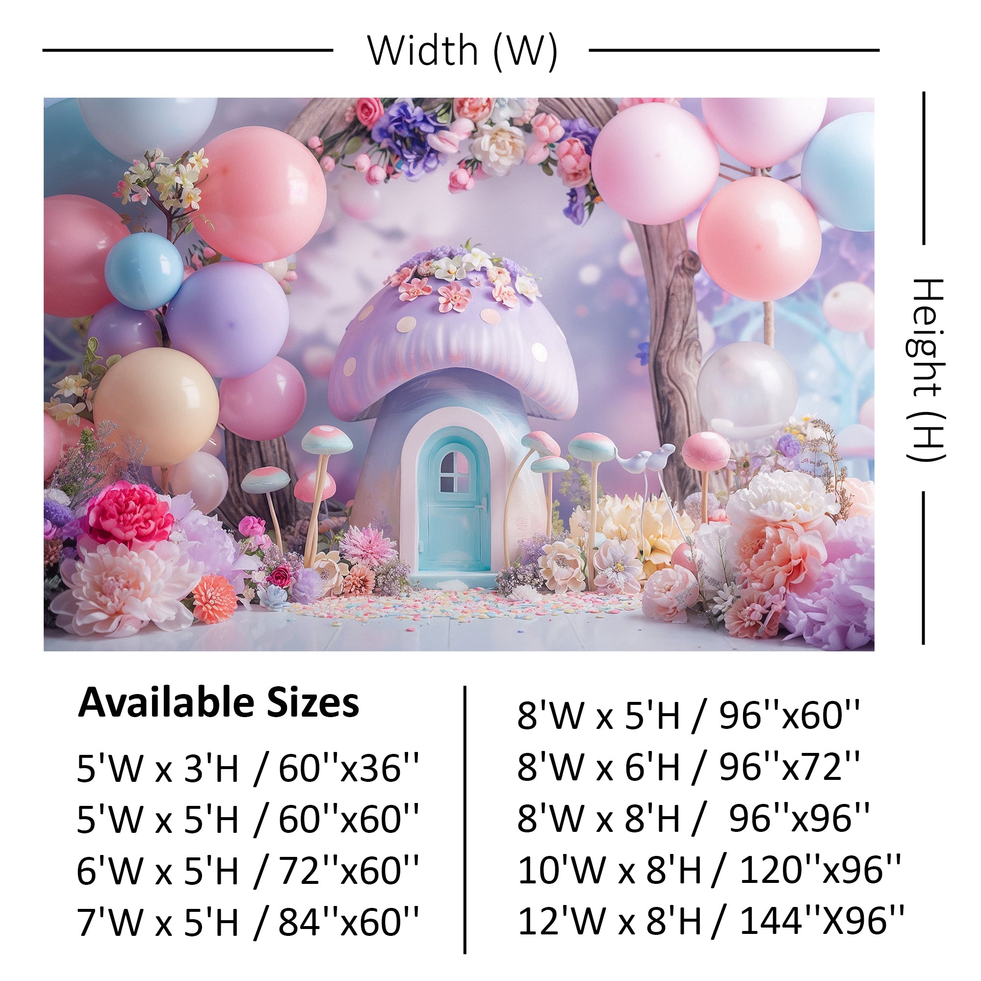 Enchanted Pastel Mushroom House Backdrop