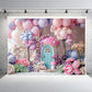 Whimsical Pink Mushroom Cottage Backdrop