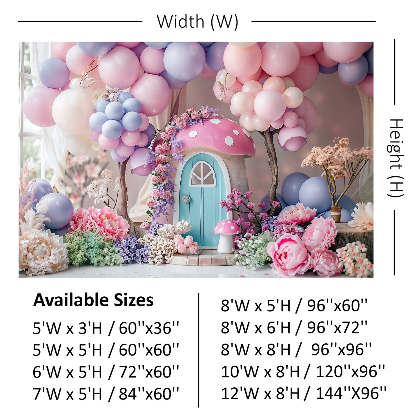 Whimsical Pink Mushroom Cottage Backdrop